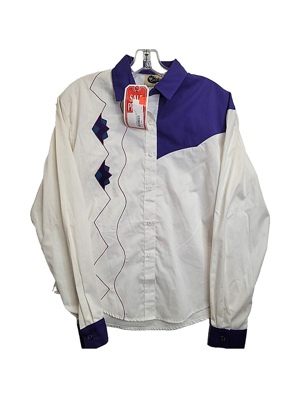 Western Collection 90's Purple & White Medium Rodeo Women's Long Sleeve Shirt